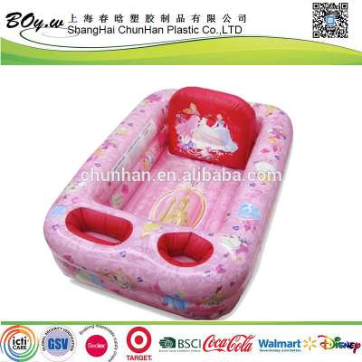 BSCI factory testing OEM thick air basin pink girl infant wash pvc baby inflatable bathtub toys